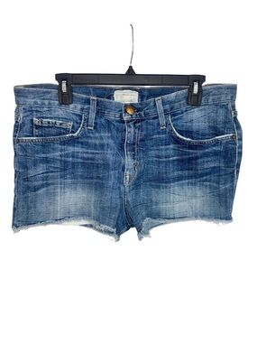 Current/Elliott Medium Blue Distressed Denim Cutoff Shorts